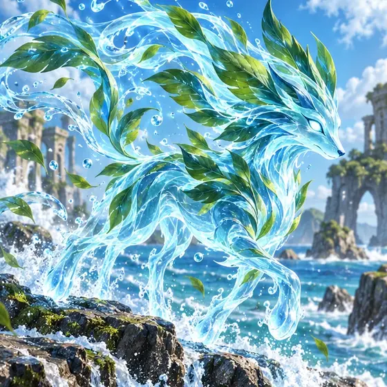 Tideleaf Spirit, a creature made of water and leaves